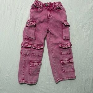SHEIN Kids Pink Baggy Cargo Jeans Size 4
